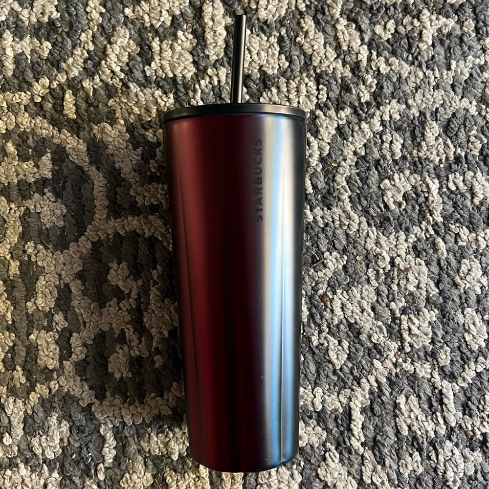 Starbucks Limited Edition 2021 Fall Matte Red and Blue Ombré Cold Cup Tumbler